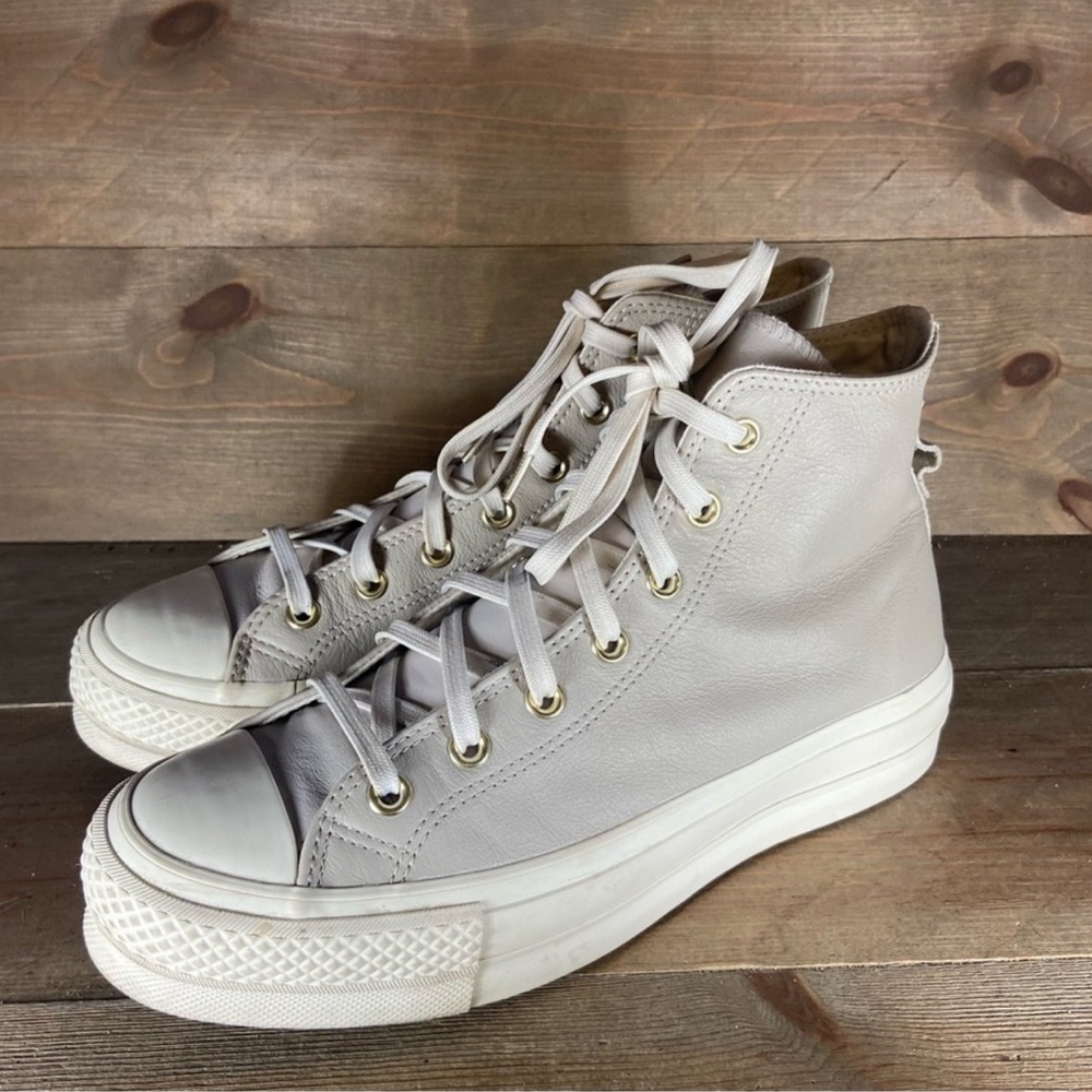 CONVERSE leather platform high tops
